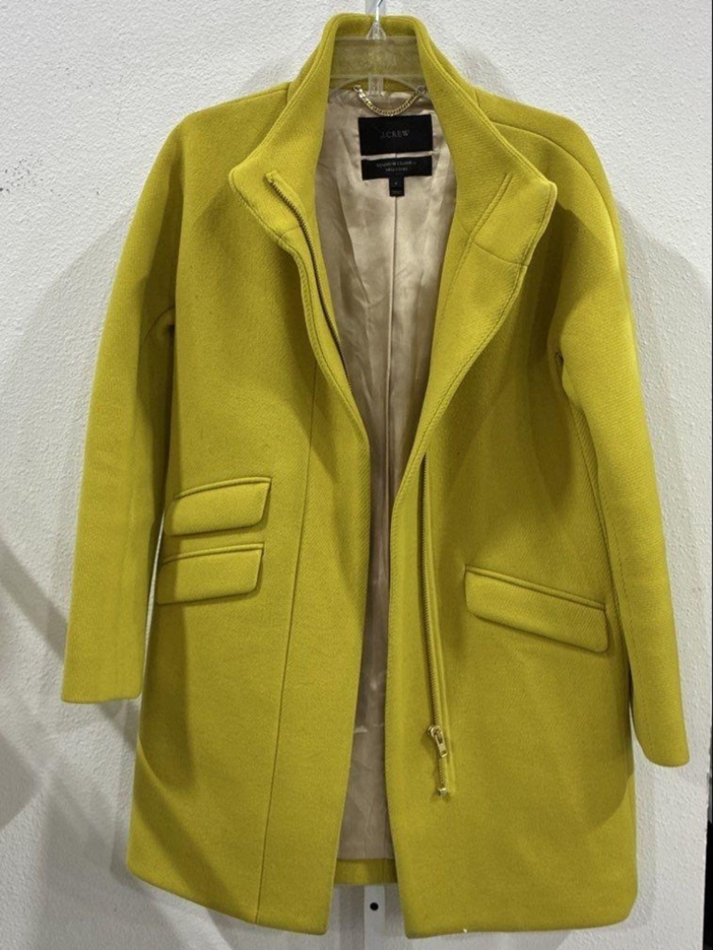 Women's J.Crew Cocoon Coat in Italian Stadium-Cloth Wool Size 6 Yellow - Picture 2 of 7